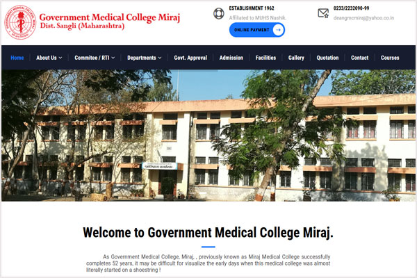 Government Medical College, Miraj : EGovernance Website Portal - Spark Technologies